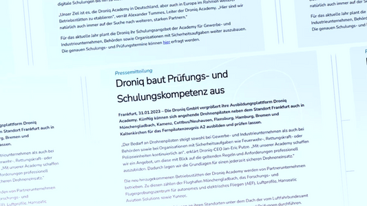 Presse // Droniq baut Prüfungs- und  Schulungskompetenz aus