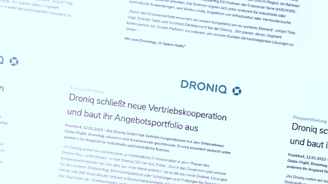 Presse // Droniq schließt neue Vertriebskooperation und baut ihr Angebotsportfolio aus